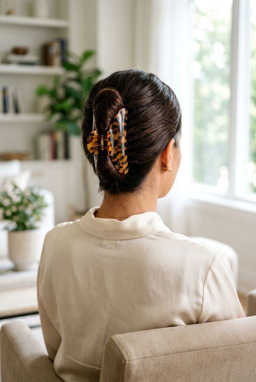 French Twist Claw Clip - 20 easy claw clip hairstyles for medium hair - 20 easy claw clip hairstyles for medium hair