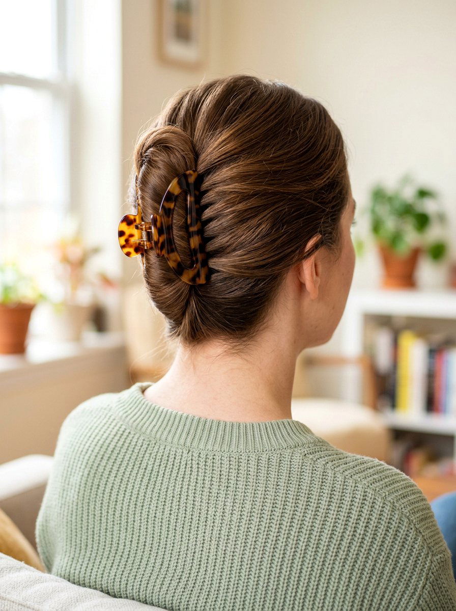 French Twist Claw Clip - 20 claw clip hairstyle for moms - 20 claw clip hairstyle for moms