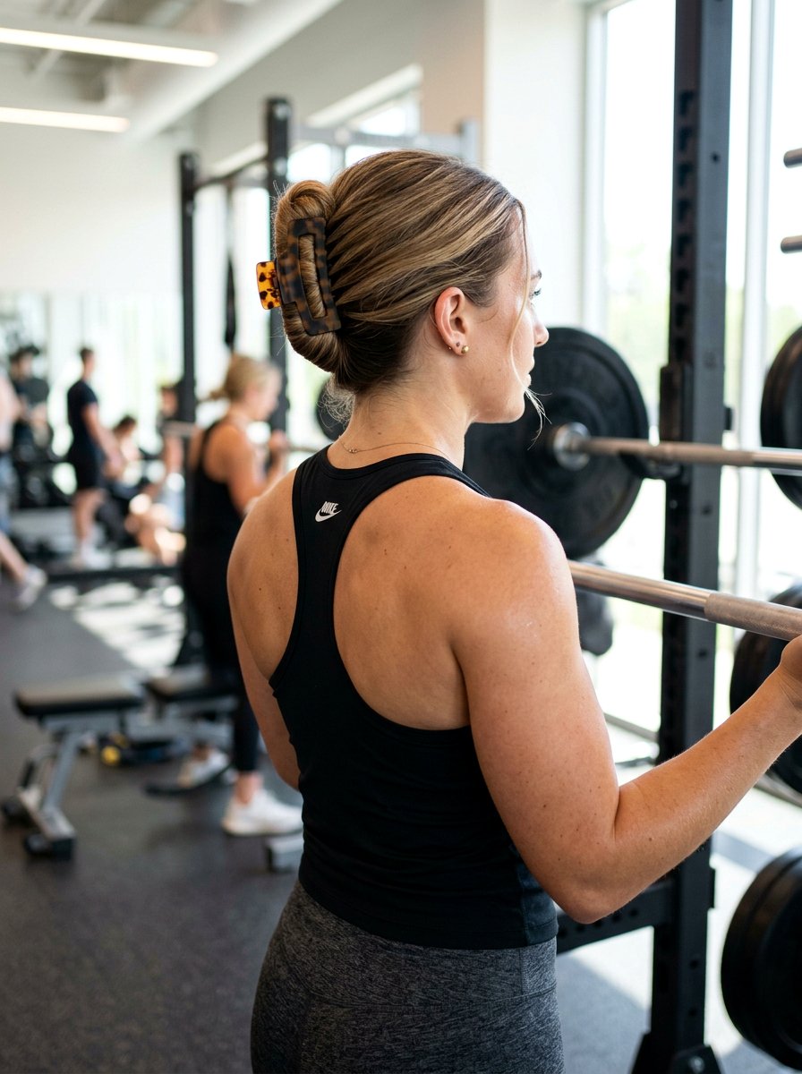 French Twist Claw Clip Gym Hairstyle - 20 gym hairstyle with claw clip twist - 20 gym hairstyle with claw clip twist