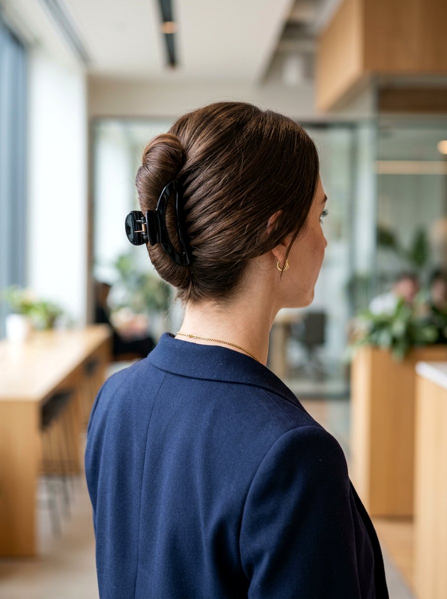 French Twist Claw Clip Updo - 20 claw clip hairstyle for office women - 20 claw clip hairstyle for office women