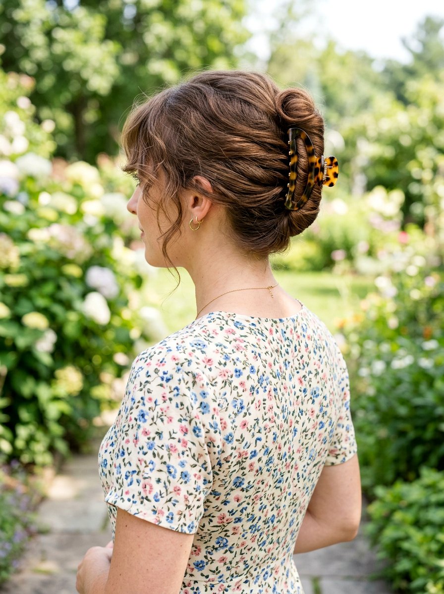 French Twist Claw Clip Updo - 20 travel friendly claw clip hairstyle - 20 travel friendly claw clip hairstyle