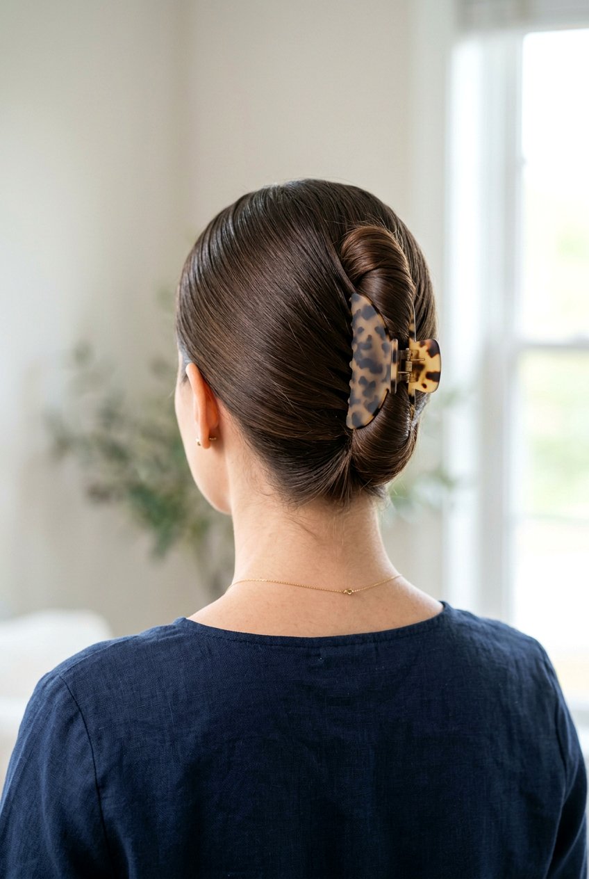 French Twist Claw Clip Updo - 20 claw clip hairstyles - 20 claw clip hairstyles