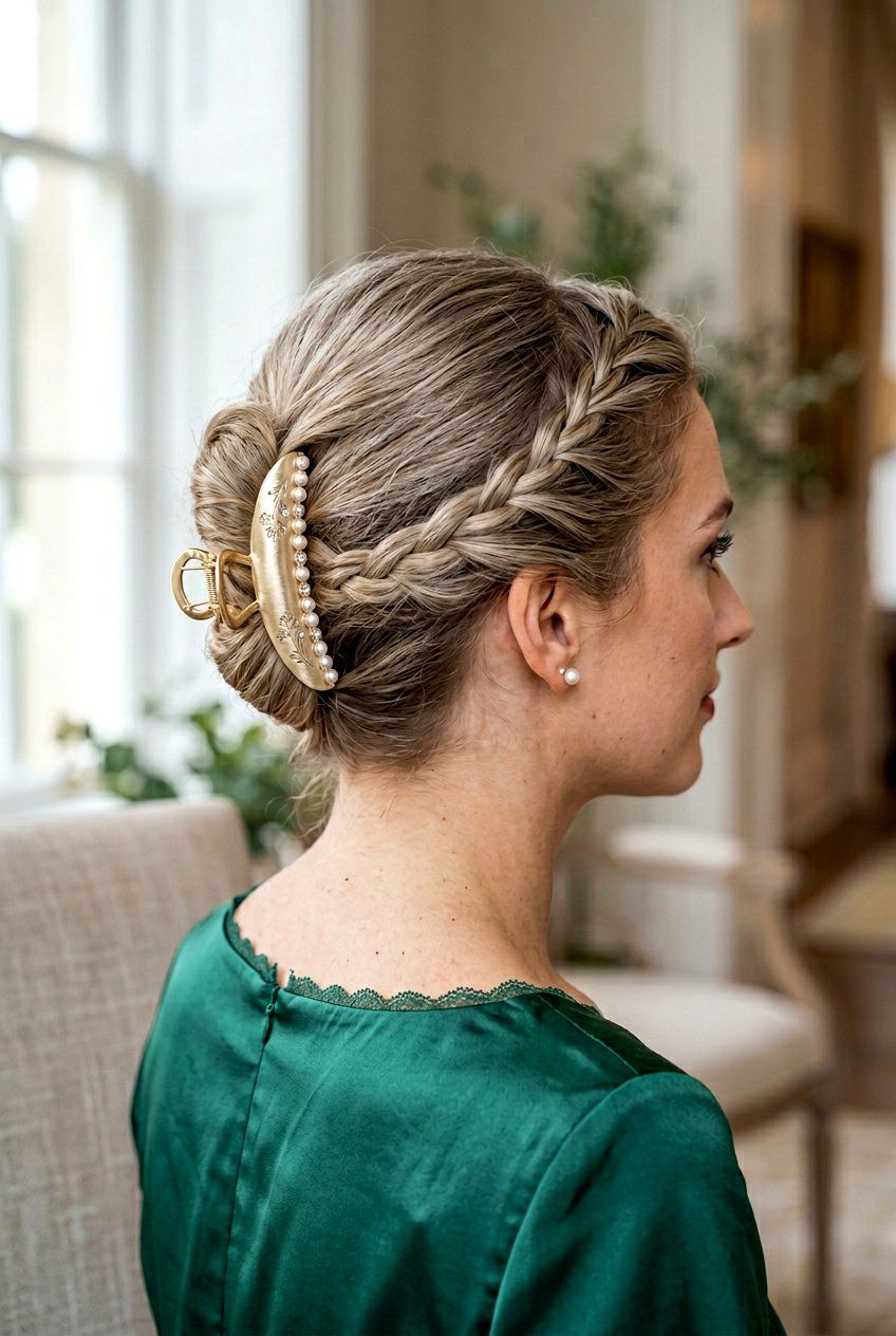 French Twist Claw Clip With Braided Detail - 20 french twist claw clip hairstyle - 20 french twist claw clip hairstyle