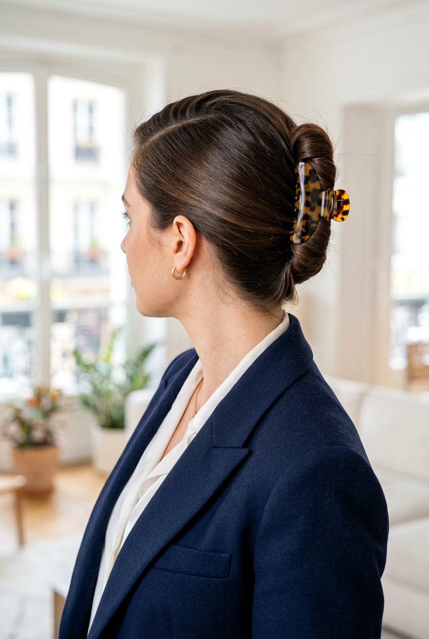 French Twist Claw Clip With Side Part - 20 french twist claw clip hairstyle - 20 french twist claw clip hairstyle