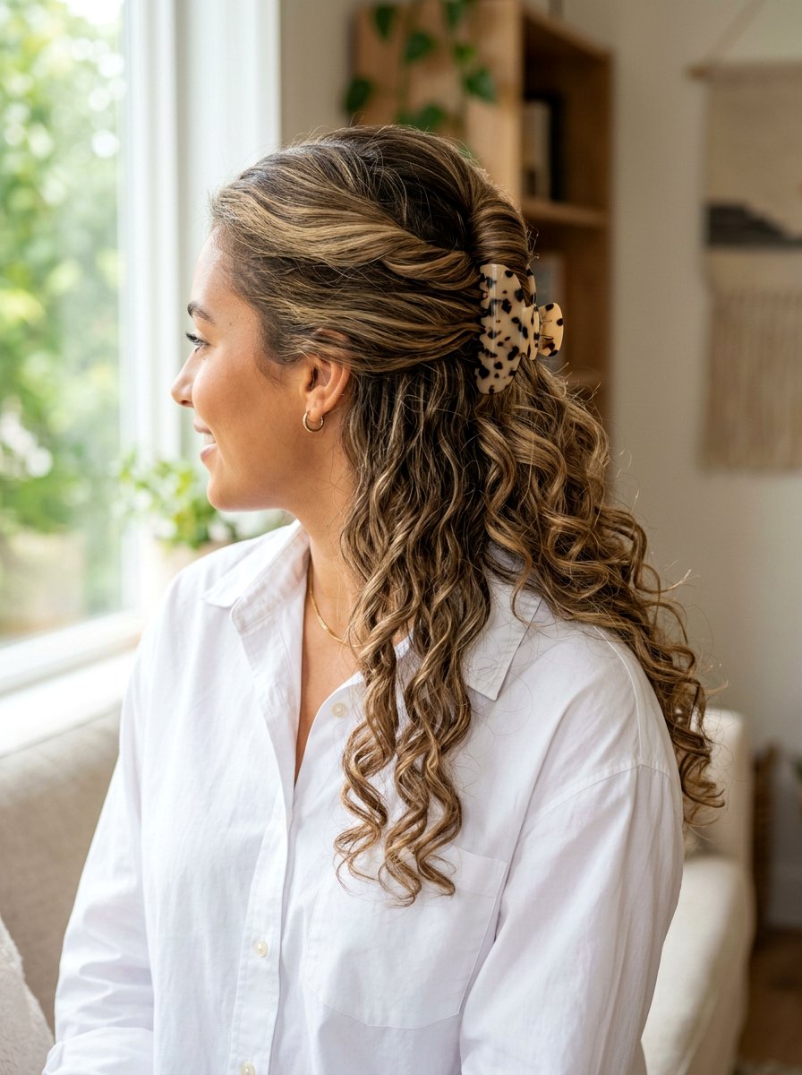 French Twist Curly Half Up Claw Clip - 20 claw clip half up for curly hair - 20 claw clip half up for curly hair