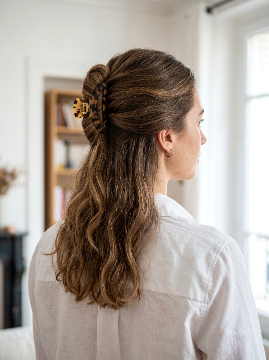 French Twist Half Up Claw Clip - 20 school half up claw clip hairstyle - 20 school half up claw clip hairstyle