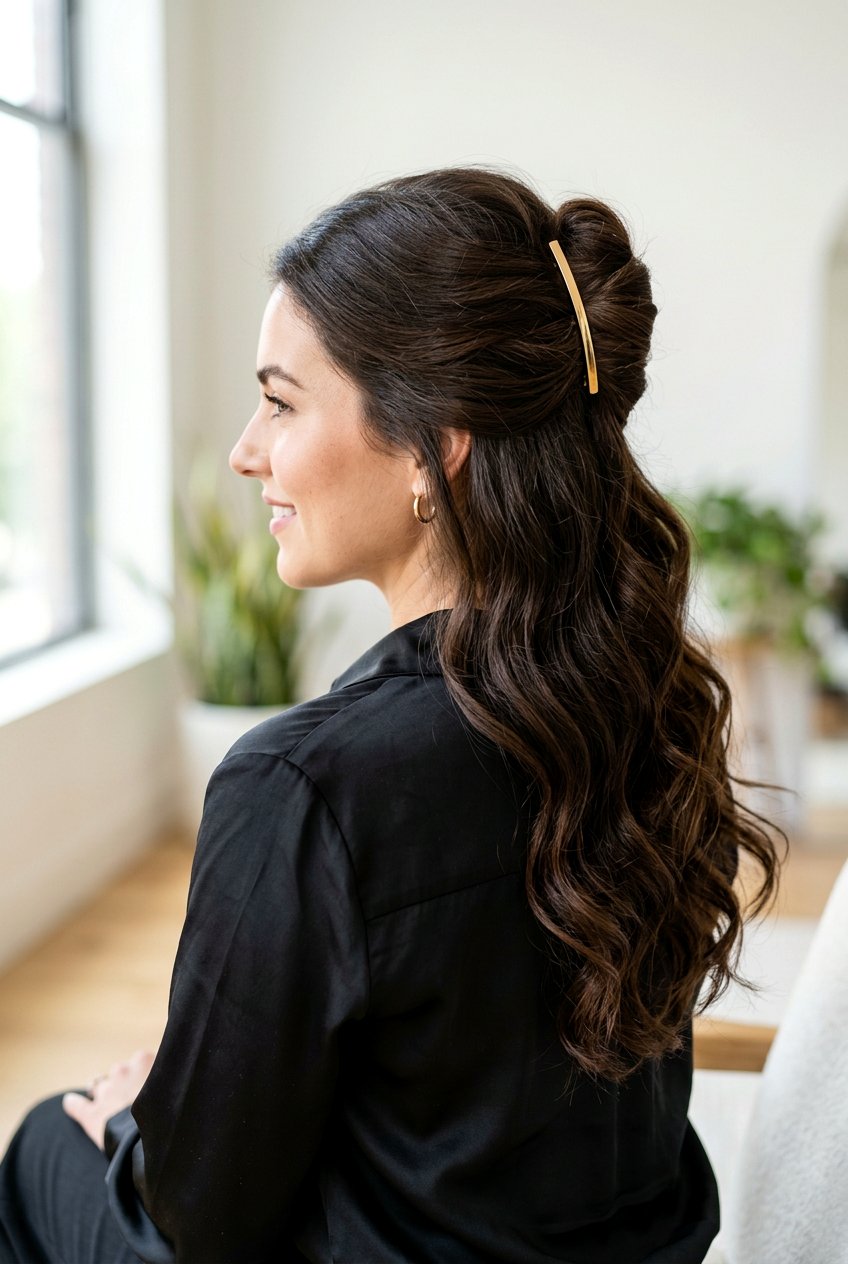 French Twist Half Up - 20 claw clip half up hairstyle - 20 claw clip half up hairstyle