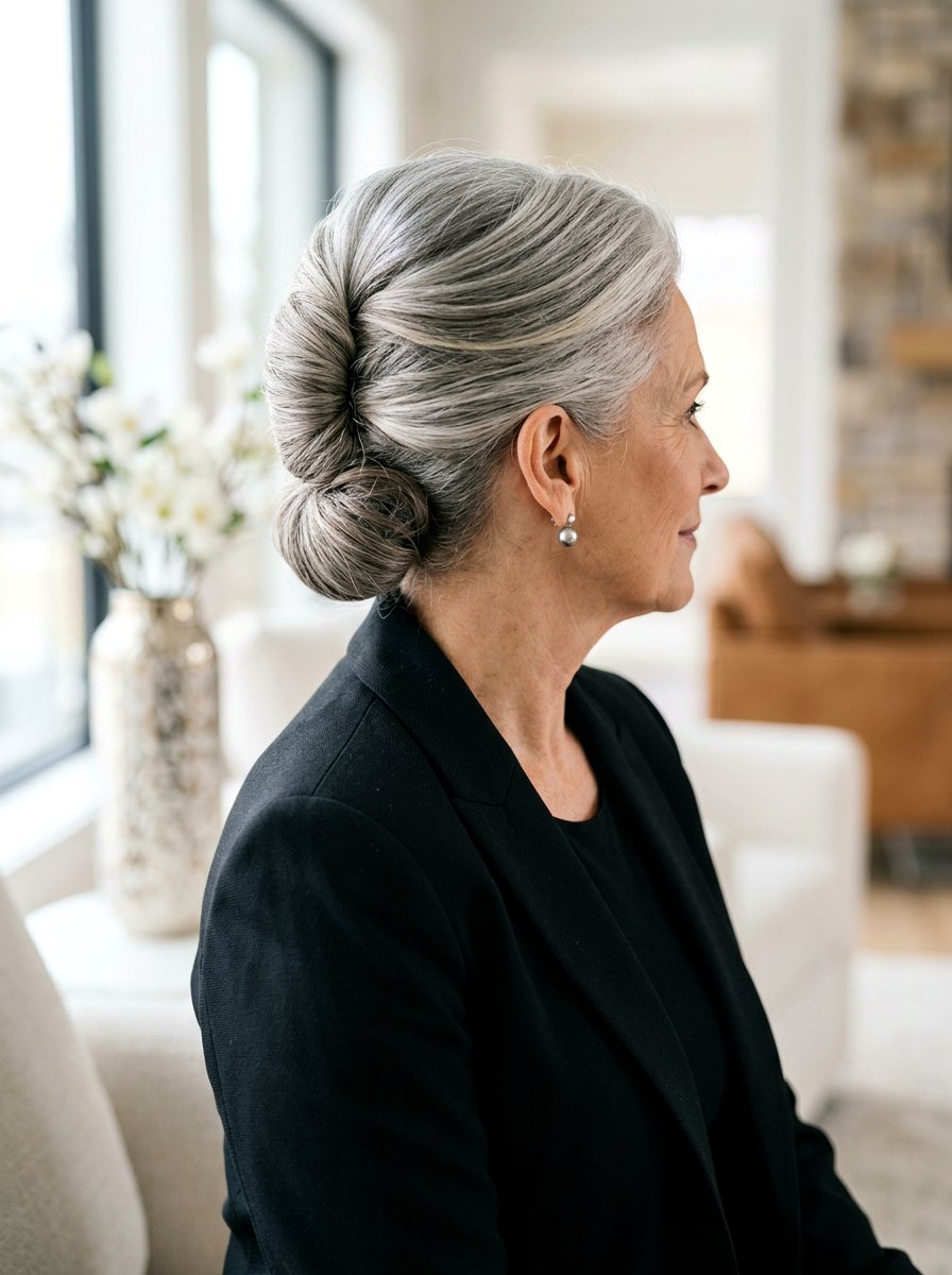 French Twist Low Bun - 20 classy low bun hairstyle for older women - 20 classy low bun hairstyle for older women