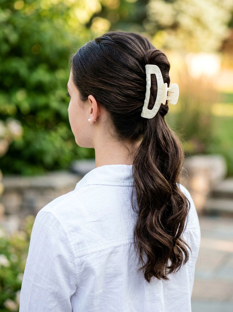 French Twist Ponytail with Large Claw Clip - 20 school ponytail with claw clip - 20 school ponytail with claw clip