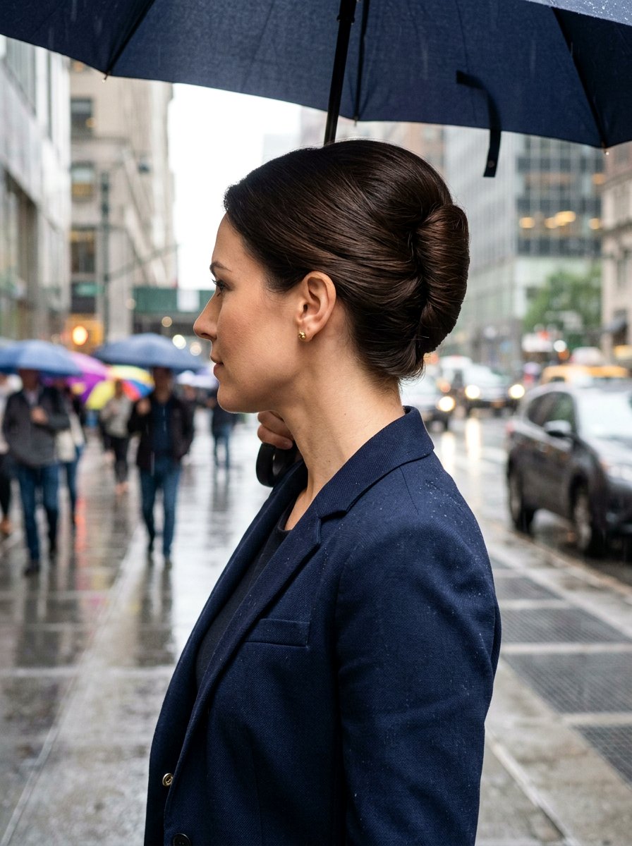 French Twist Rainy Day Hair - 20 office hairstyle for rainy days - 20 office hairstyle for rainy days