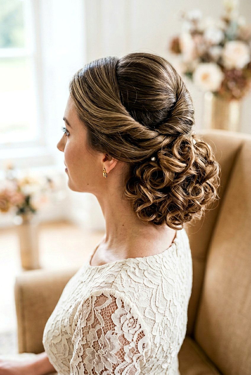 French Twist Side Bun With Curls - 20 bridesmaid side bun with curls - 20 bridesmaid side bun with curls
