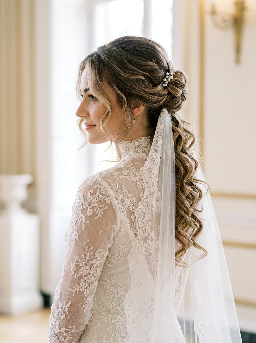 French Twist Soft Curls Veil - 20 wedding hairstyles with soft curls and veil - 20 wedding hairstyles with soft curls and veil