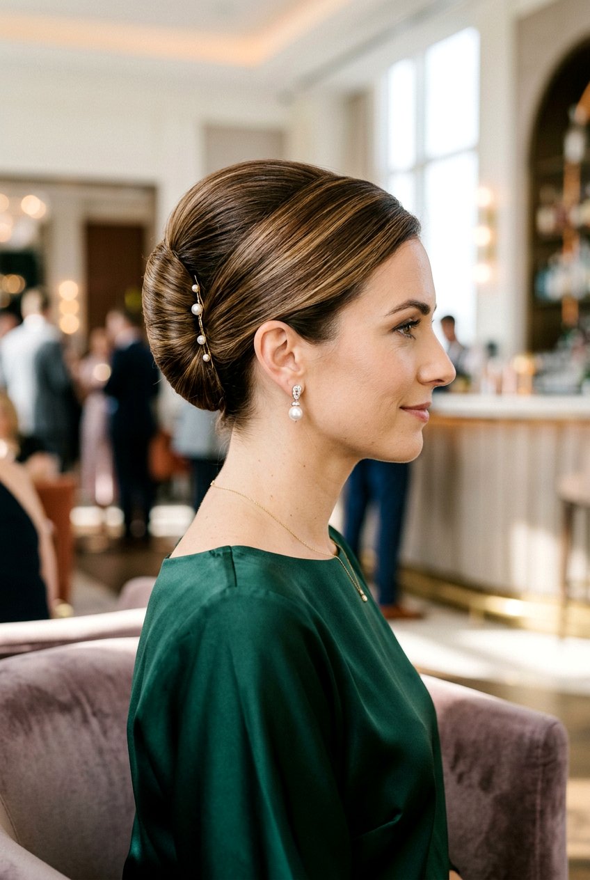 French Twist Updo - 20 mom polished date night hairstyle - 20 mom polished date night hairstyle