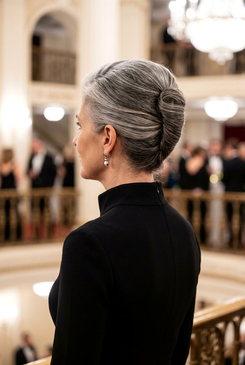 French Twist Updo - 20 wedding guest hairstyle for naturally gray hair - 20 wedding guest hairstyle for naturally gray hair