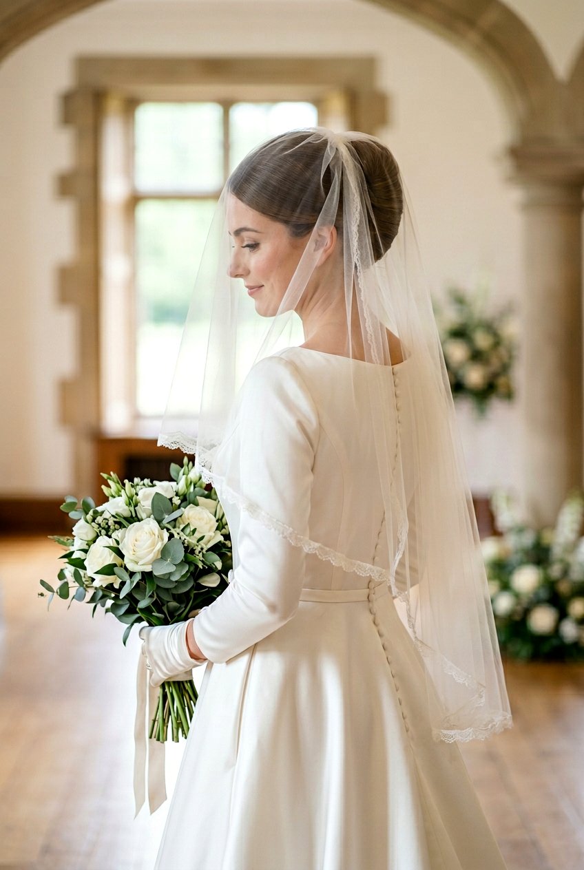 French Twist With Blusher Veil - 20 bridal hairstyle for thick hair with veil - 20 bridal hairstyle for thick hair with veil