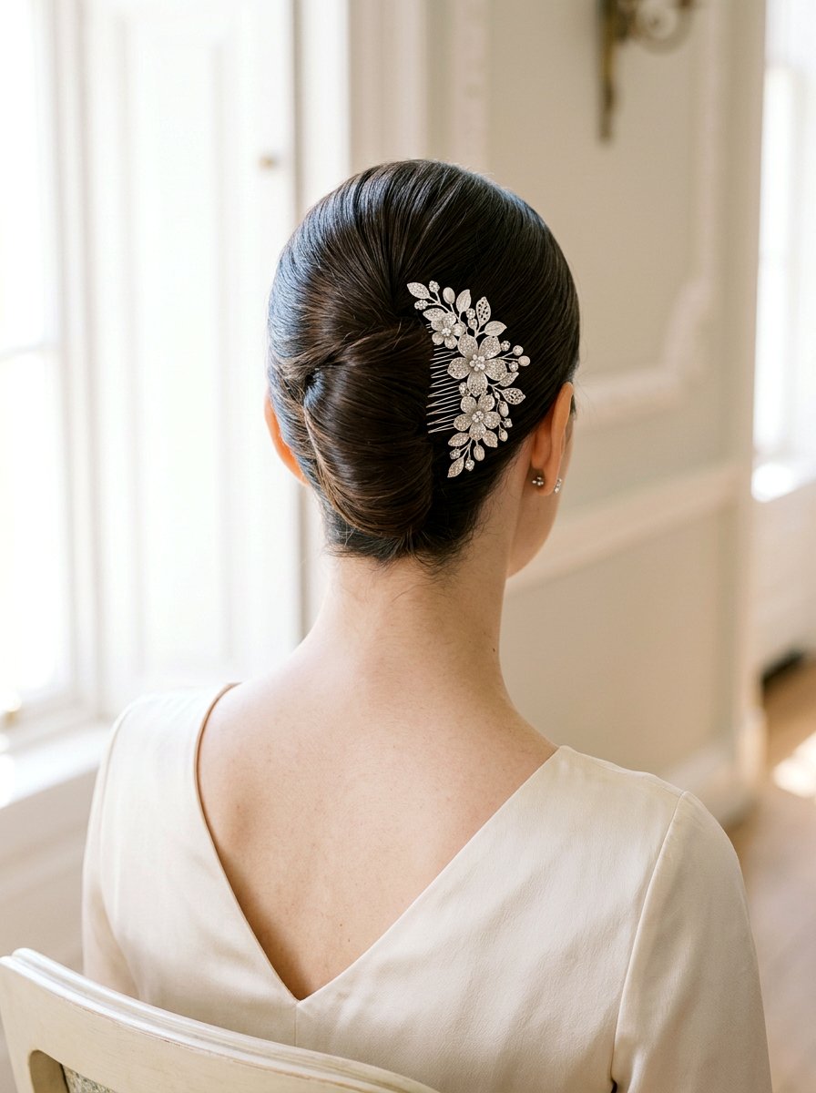 French Twist With Floral Comb - 20 wedding hairstyles for garden ceremony - 20 wedding hairstyles for garden ceremony