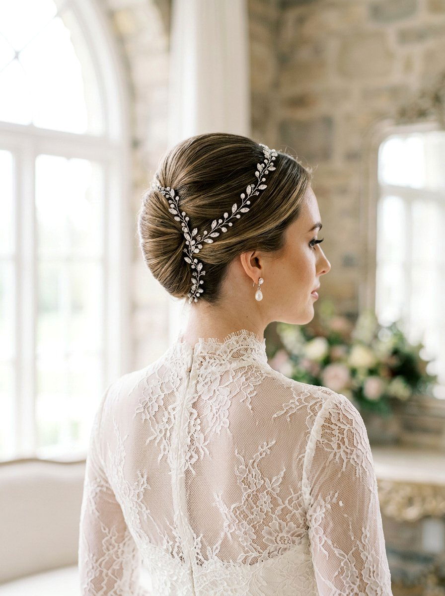 French Twist With Hair Vine - 20 wedding hairstyles with hair vines - 20 wedding hairstyles with hair vines