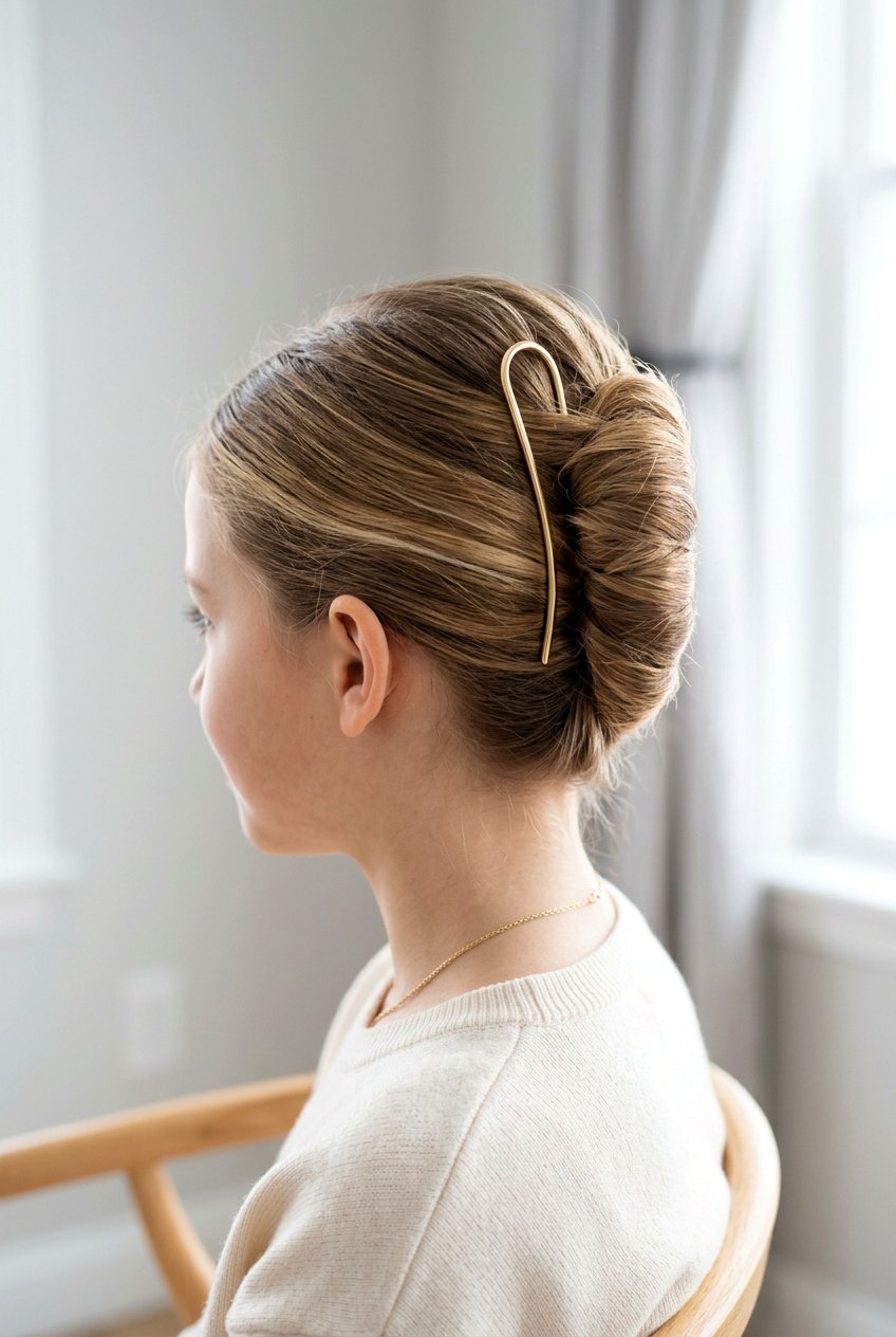 French Twist With Metal Pin - 20 cute clip hairstyles for girls - 20 cute clip hairstyles for girls