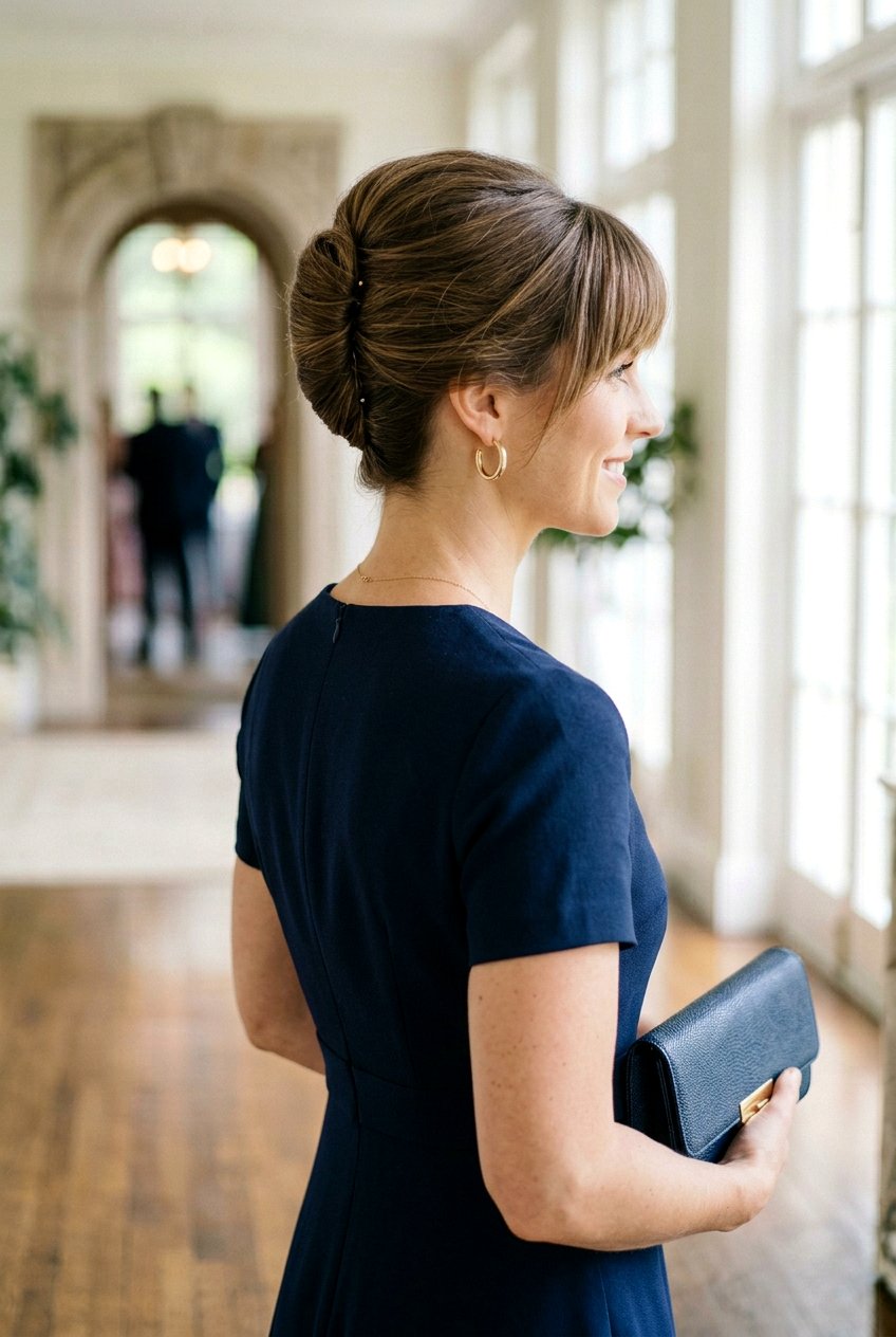 French Twist With Piecey Bangs - 20 wedding guest hairstyle for women with bangs - 20 wedding guest hairstyle for women with bangs
