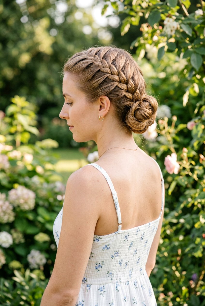 French braid bun - 20 frizz proof bun for humid weather - 20 frizz proof bun for humid weather