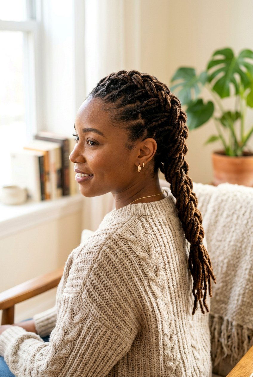 French braid for locs - 20 braided loc styles for women - 20 braided loc styles for women