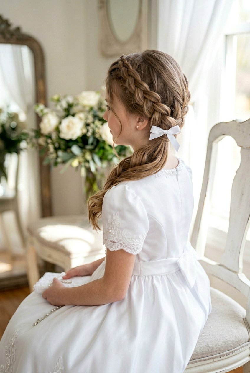 French braid into side ponytail - 20 communion ponytail hairstyle - 20 communion ponytail hairstyle