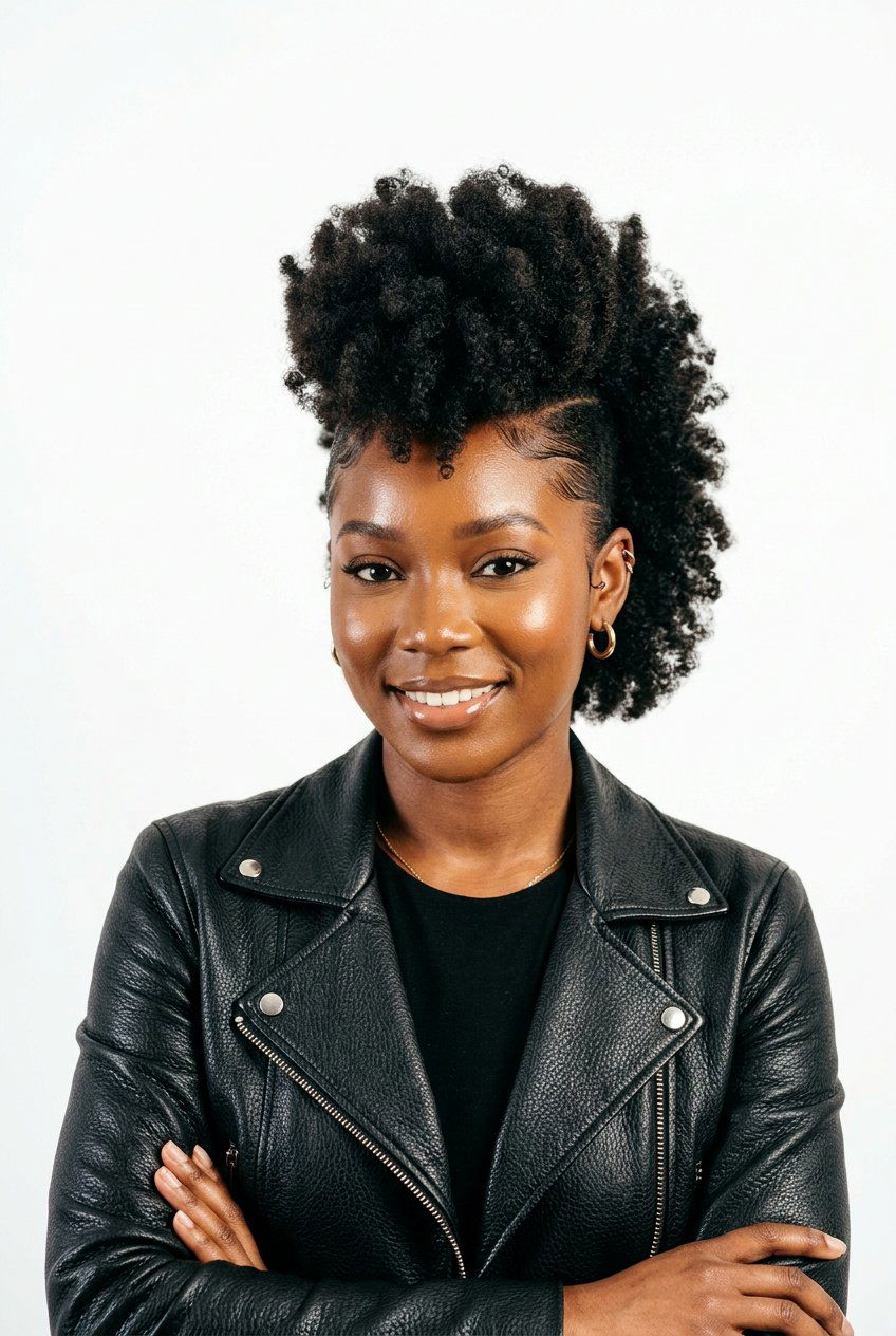 Frohawk Puff with Pinned Sides - 20 quick puff hairstyles for black women - 20 quick puff hairstyles for black women