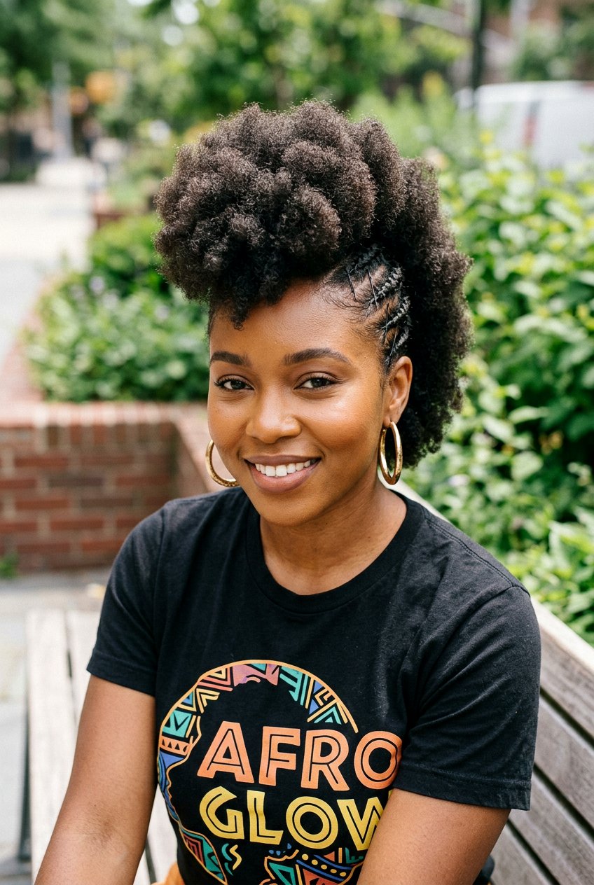 Frohawk Rounded Afro - 20 rounded afro haircut for black women - 20 rounded afro haircut for black women