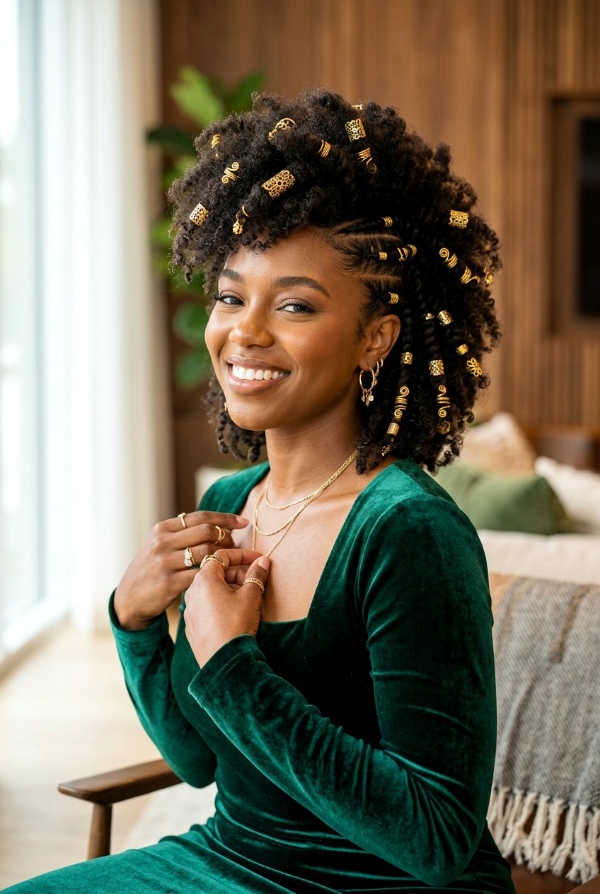 Frohawk With Hair Jewelry - 20 curly frohawk for natural hair - 20 curly frohawk for natural hair