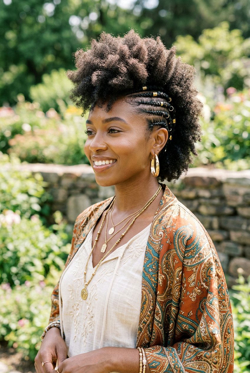 Frohawk With Side Braids - 20 afro mohawk hairstyle - 20 afro mohawk hairstyle