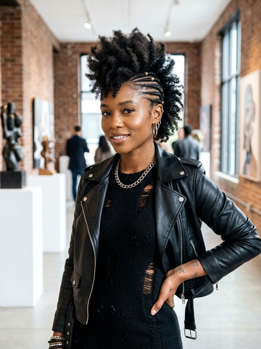 Frohawk with side braids - 20 prom hairstyles for natural hair - 20 prom hairstyles for natural hair