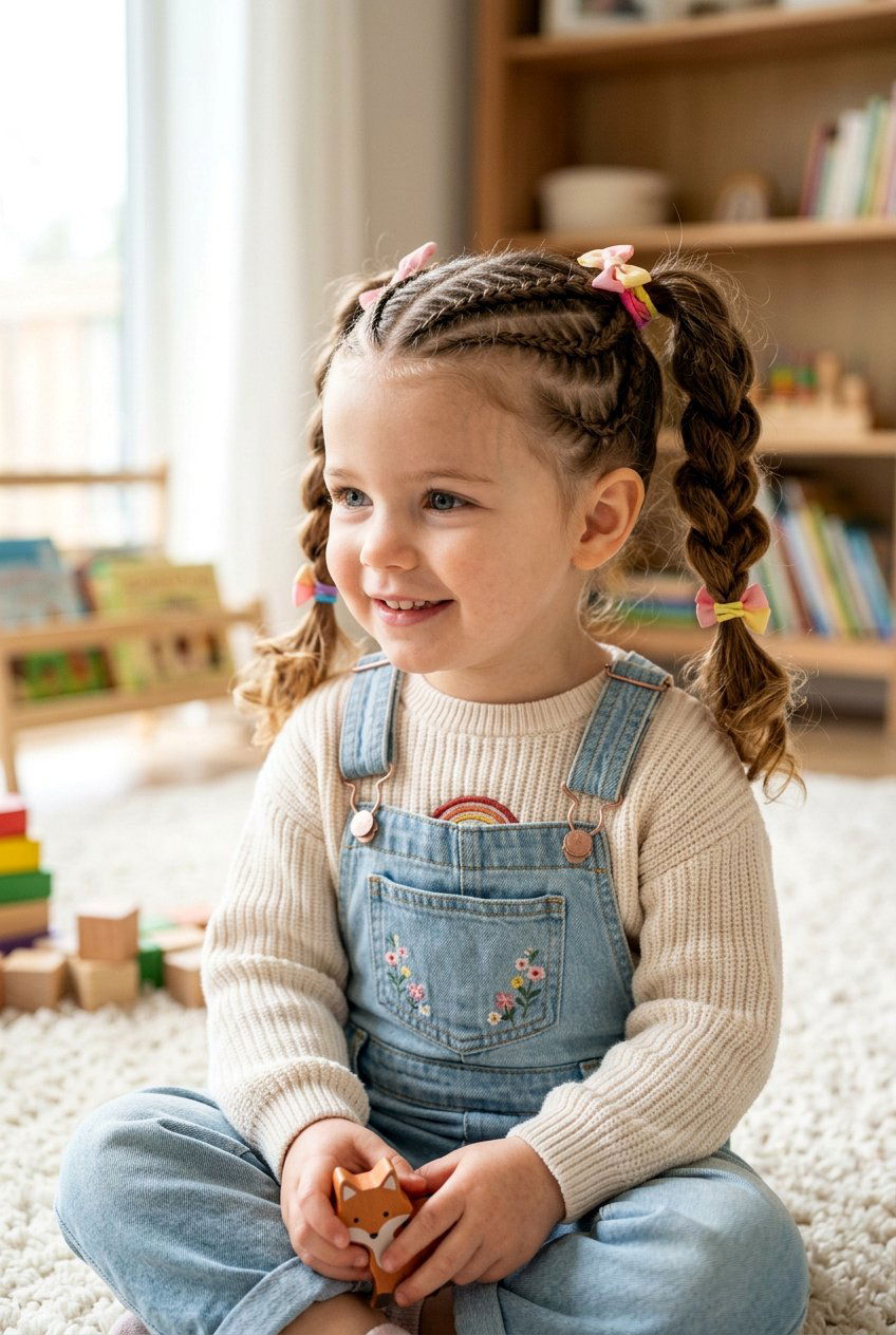 Front Braids Into Pigtails - 20 toddler pigtail ideas - 20 toddler pigtail ideas