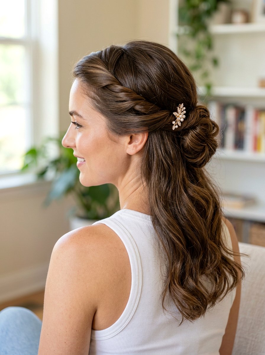 Front Twist Pin Back For Long Layers - 20 quick hairstyle for long straight layers - 20 quick hairstyle for long straight layers