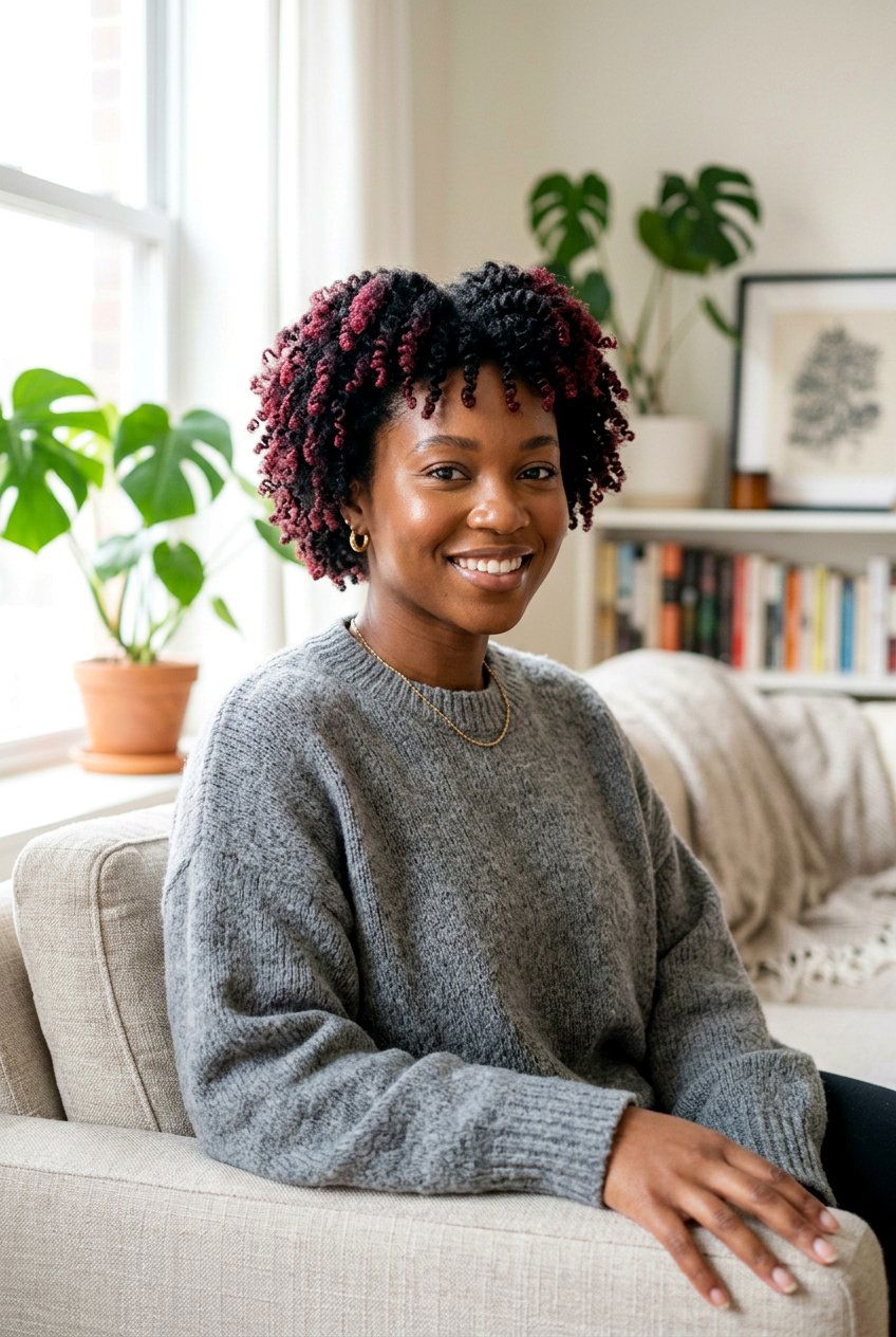 Frosted Burgundy Tips TWA - 20 burgundy twa hairstyle - 20 burgundy twa hairstyle