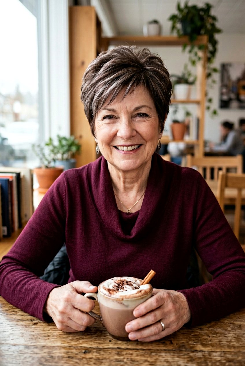 Frosted Cocoa - 20 mushroom brunette highlights for older women - 20 mushroom brunette highlights for older women