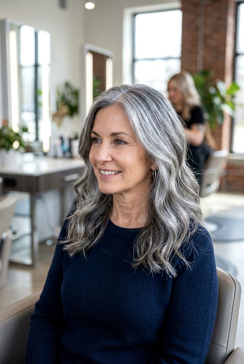 Frosted Gray Hair Highlights - 20 gray blending hair color - 20 gray blending hair color