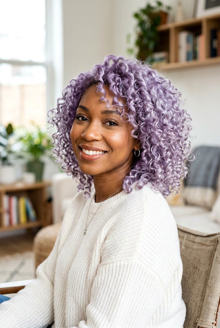 Frosted Lilac Curls - 20 pastel purple hair - 20 pastel purple hair