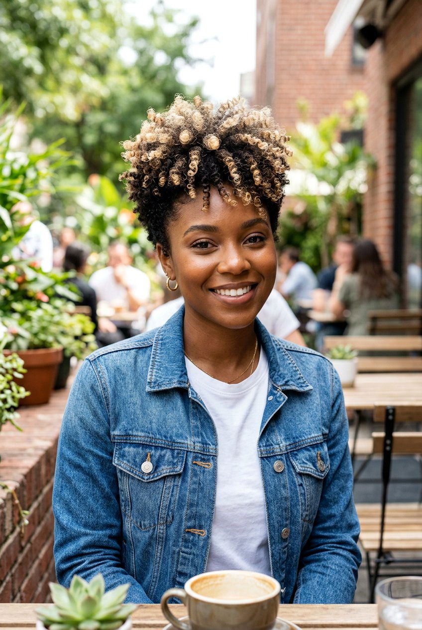 Frosted Tip Tapered Fro - 20 tapered fro with color for women - 20 tapered fro with color for women