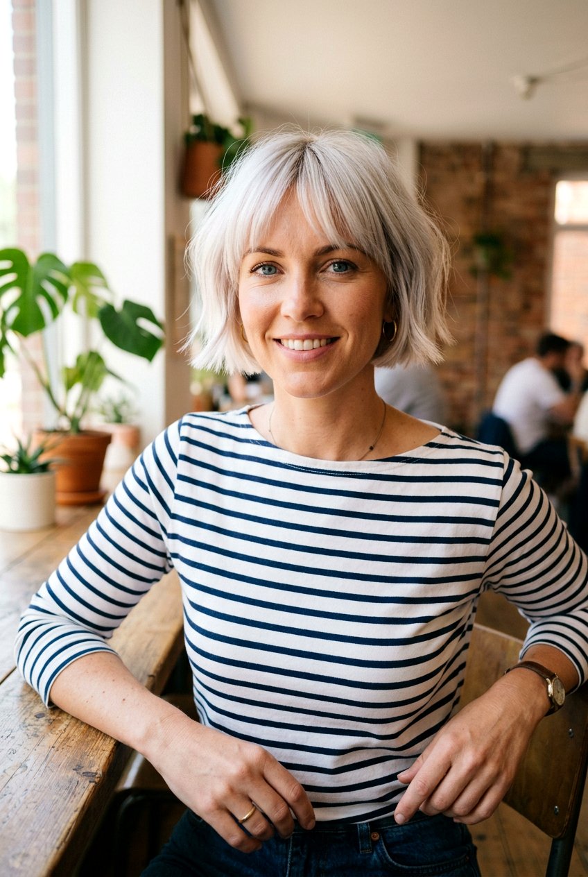 Frosted White Blonde French Bob - 20 elegant white blonde hair color - 20 elegant white blonde hair color