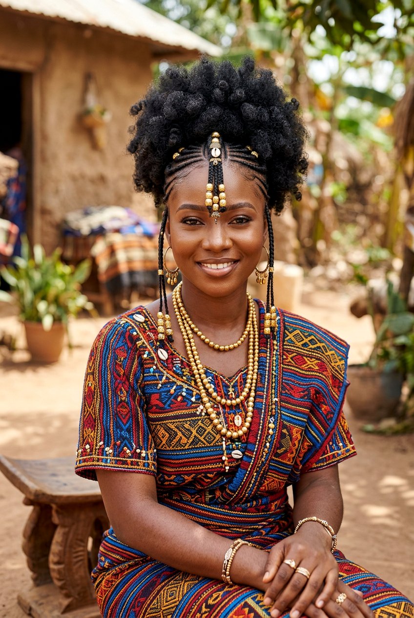 Fulani Braid Afro Puff - 20 braided afro puff hairstyle - 20 braided afro puff hairstyle