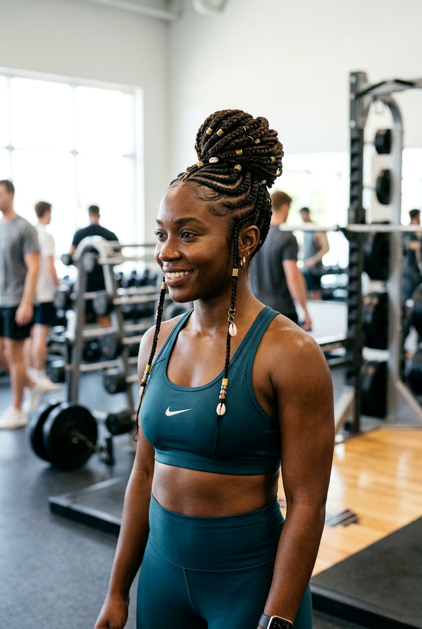 Fulani Braid Bun - 20 gym protective styles for natural hair - 20 gym protective styles for natural hair