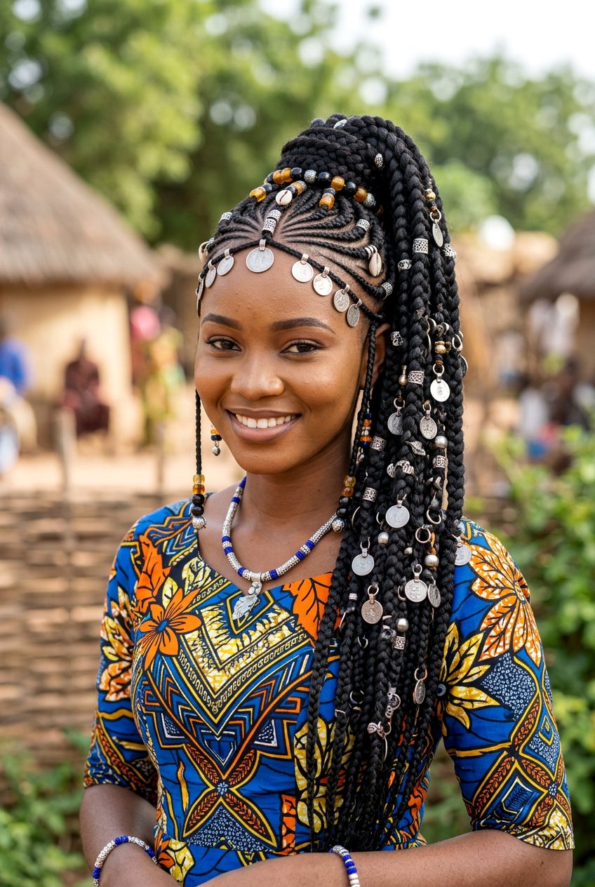 Fulani Braid Ponytail - 20 cornrow ponytail for black women - 20 cornrow ponytail for black women