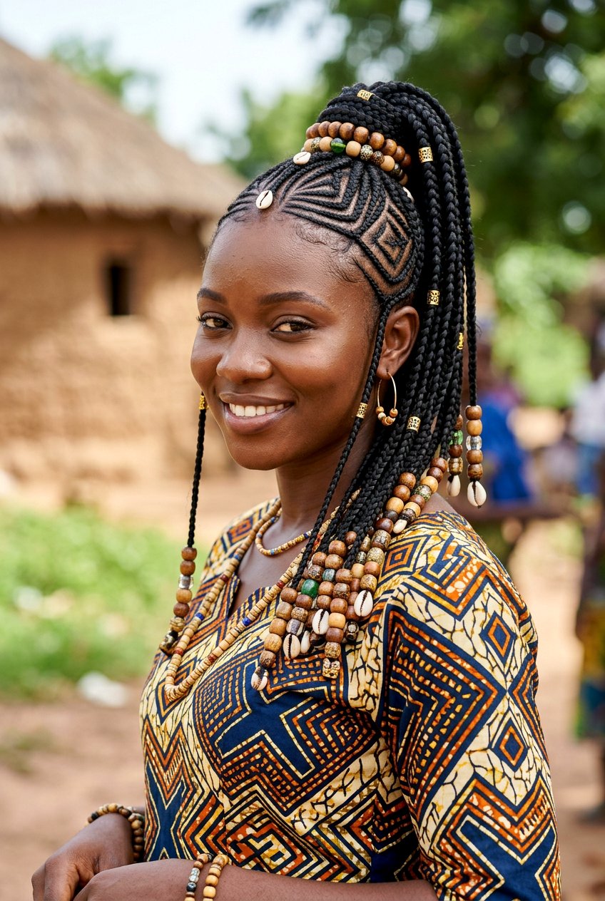 Fulani Braided Ponytail - 20 braided ponytail for black women - 20 braided ponytail for black women