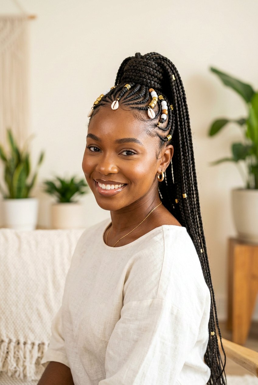 Fulani Braids High Ponytail - 20 fulani braids hairstyles - 20 fulani braids hairstyles