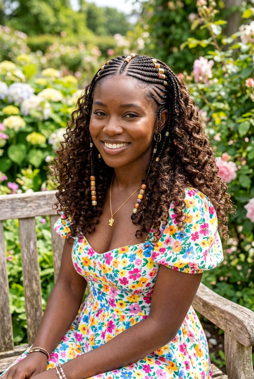 Fulani Braids With Curly Ends - 20 fulani braids with beads - 20 fulani braids with beads