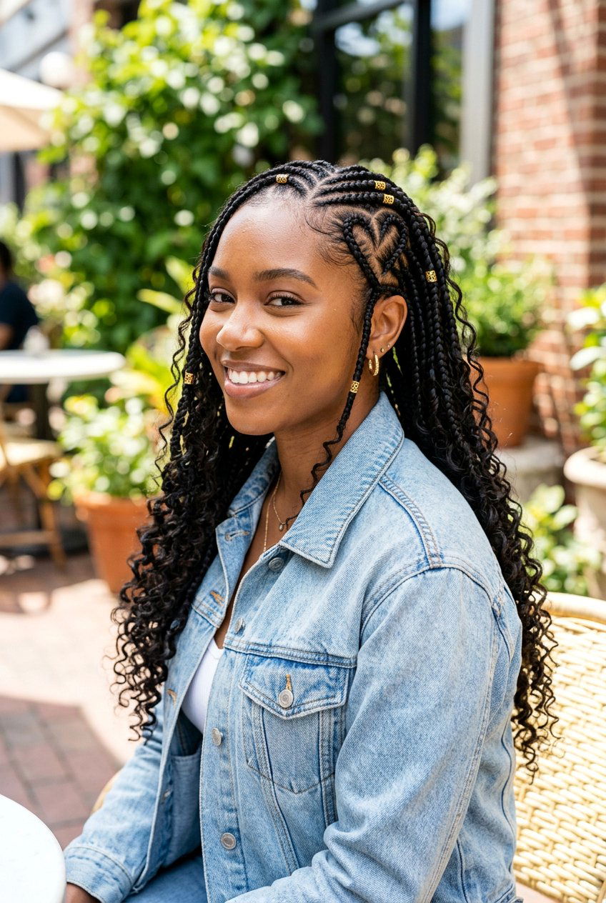 Fulani Braids With Curly Ends Heart Part - 20 fulani braids with curly ends - 20 fulani braids with curly ends