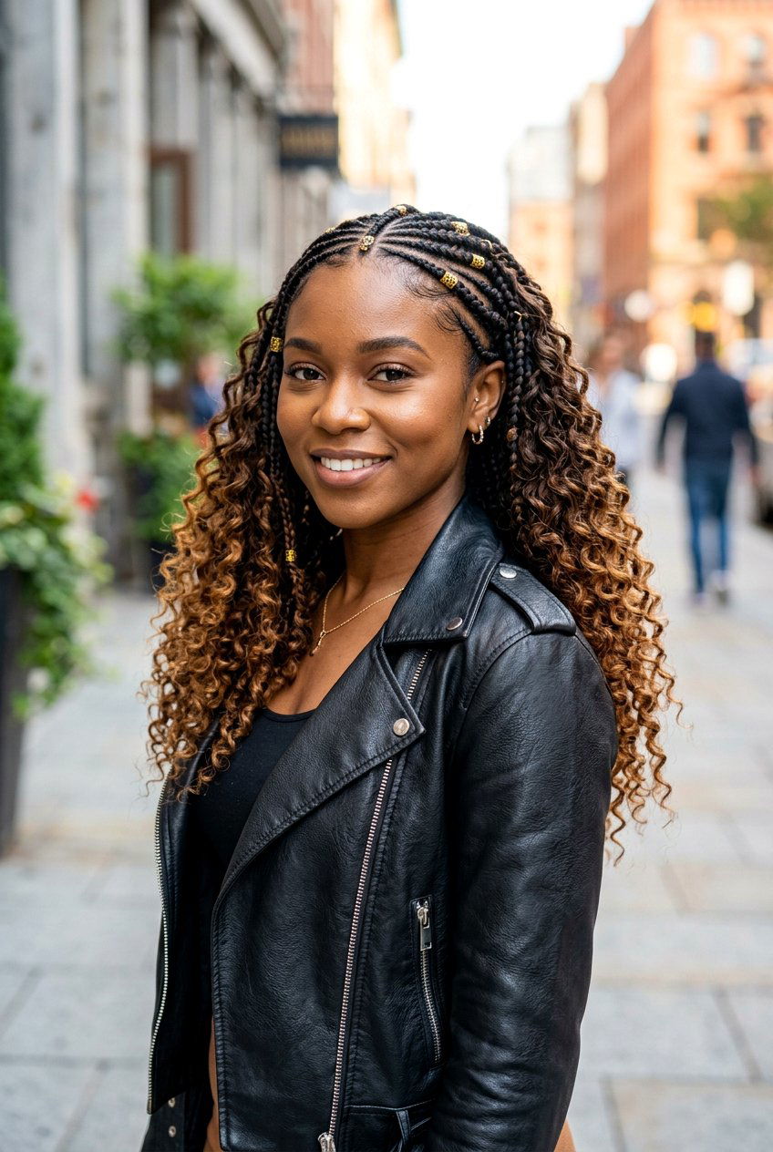 Fulani Braids With Curly Ends Ombre - 20 fulani braids with curly ends - 20 fulani braids with curly ends
