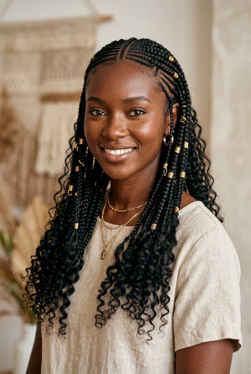 Fulani Braids With Loose Ends - 20 low tension protective hairstyles - 20 low tension protective hairstyles