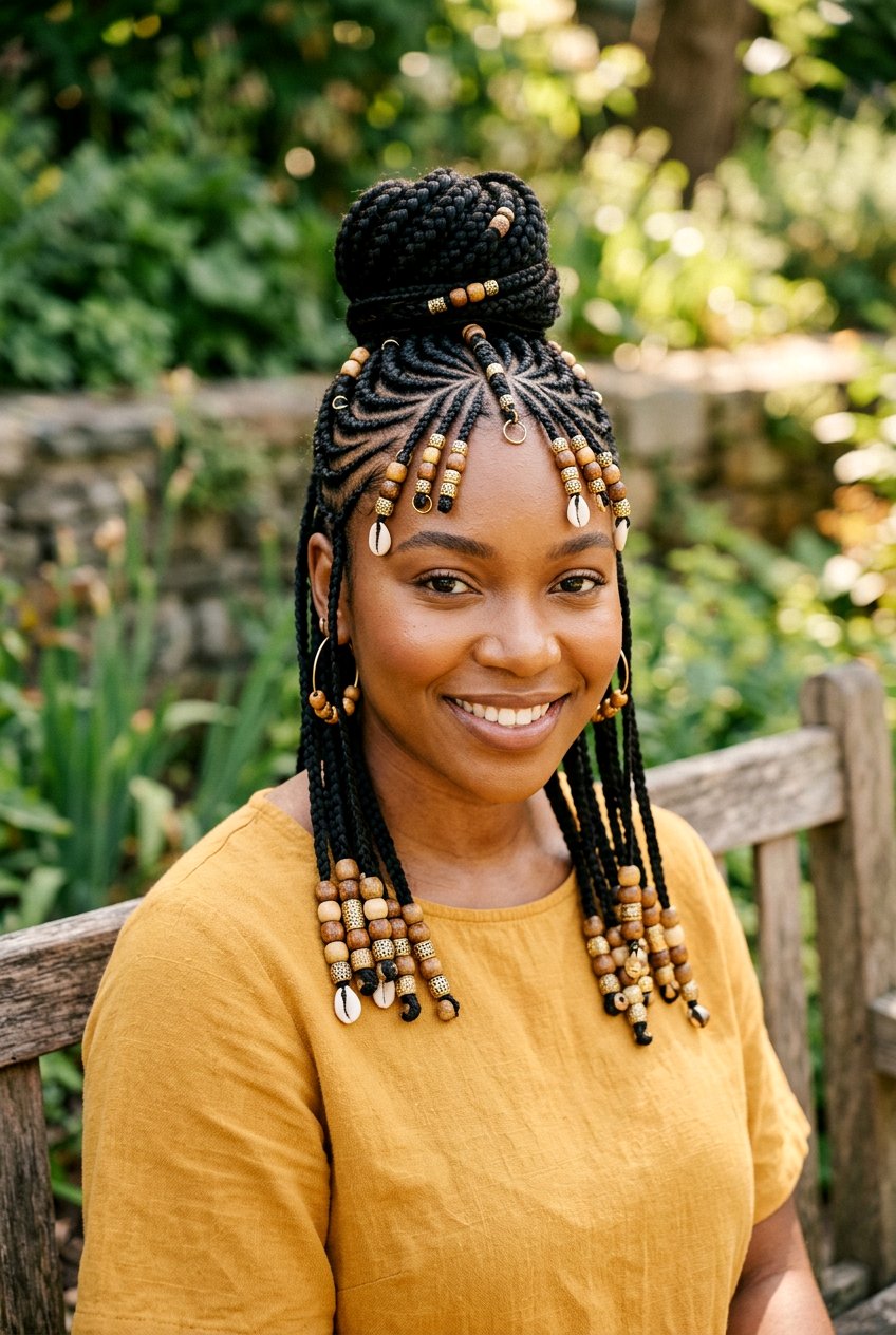 Fulani Braids With Top Knot Bun - 20 braided top knot hairstyle - 20 braided top knot hairstyle