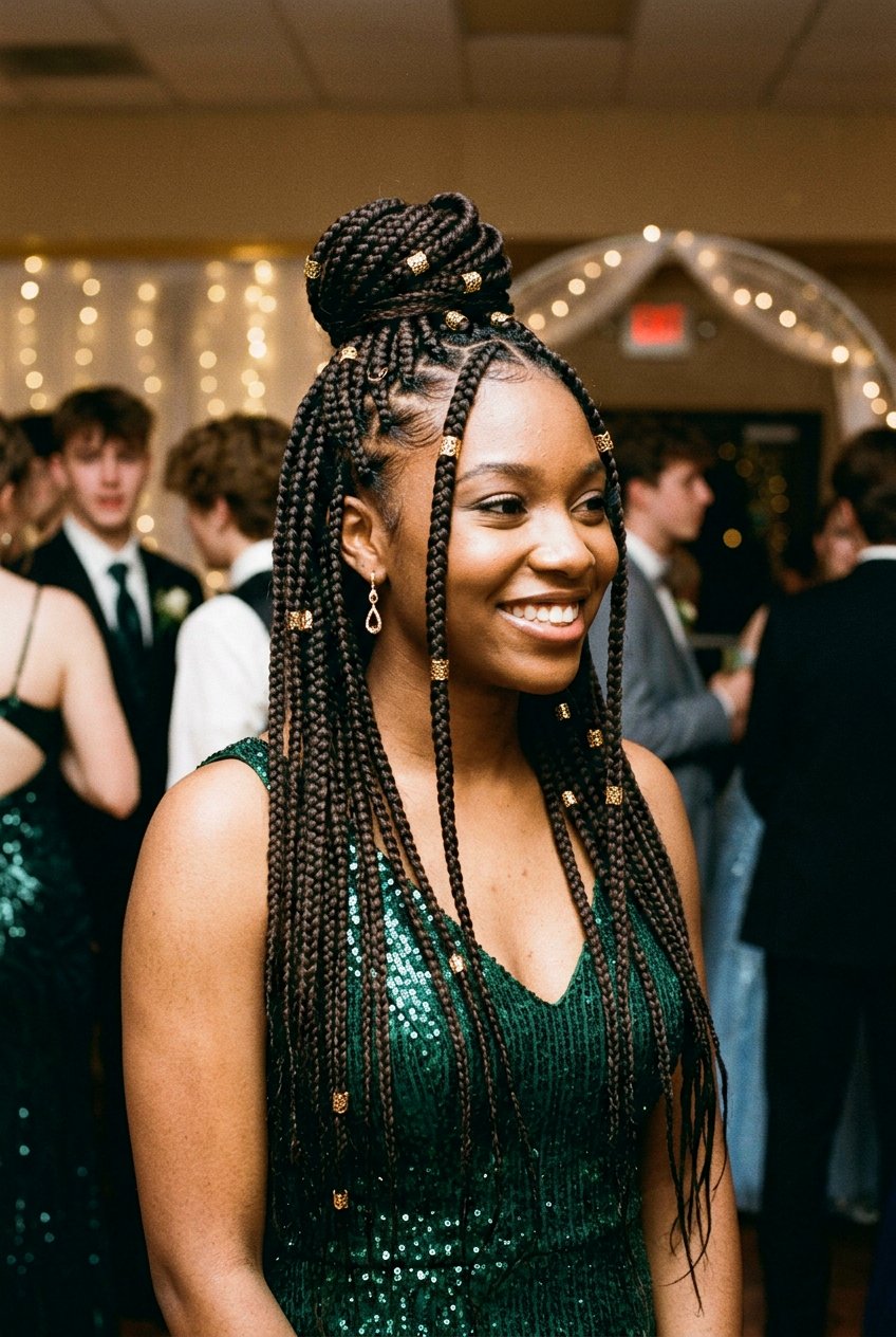 Fulani Braids with Beads and Cowrie Shells - 20 prom braid styles for black women - 20 prom braid styles for black women